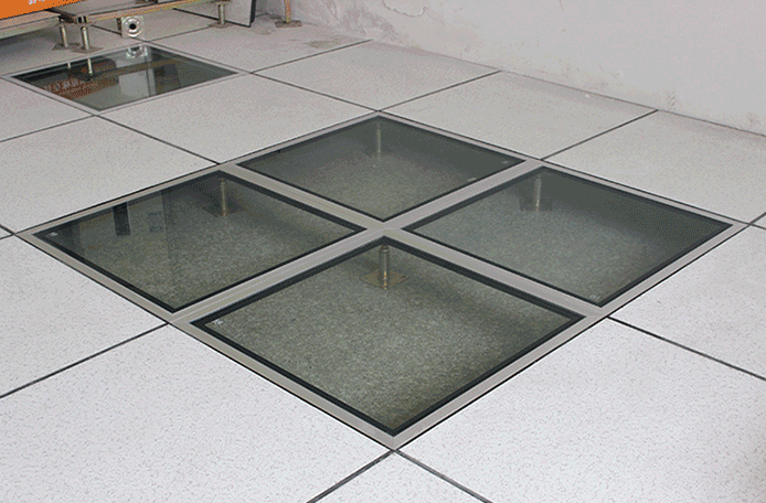 安康钢化玻璃架空地板 机房透明地板 防静电玻璃地板价格产品图片